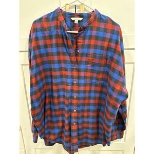 Bean Signature Plaid Flannel Shirt Long Sleeve Button Up Women's Size L